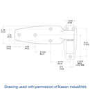 KASON 1245 SERIES REVERSIBLE CAM-RISE HINGE, 1-5/8" OFFSET