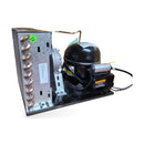 Copeland MUJP-0012-RAA-102 side view with condenser coil and run capacitor