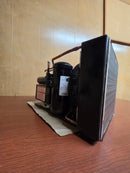 Copeland M4FF-0056-IAA-040 side view with receiver and condenser fan