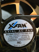 XFAN RAH1751B2-C1 label: 100-125VAC 50/60Hz, 0.35/0.40A, Class B, thermally protected, cURus E186492